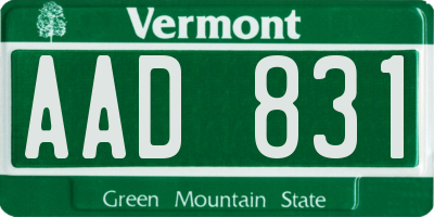 VT license plate AAD831