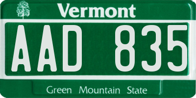 VT license plate AAD835