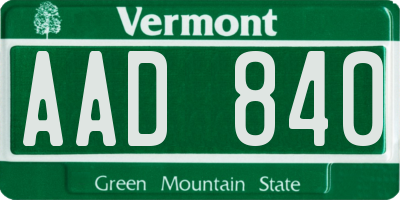 VT license plate AAD840