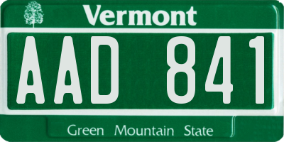 VT license plate AAD841