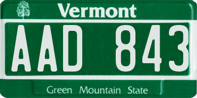 VT license plate AAD843