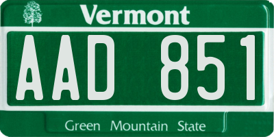 VT license plate AAD851