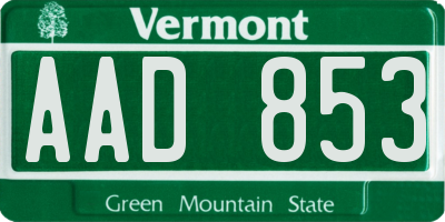 VT license plate AAD853