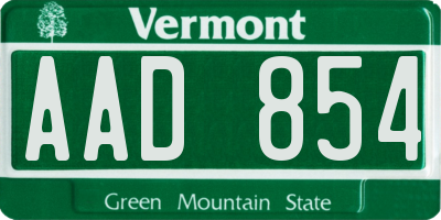 VT license plate AAD854