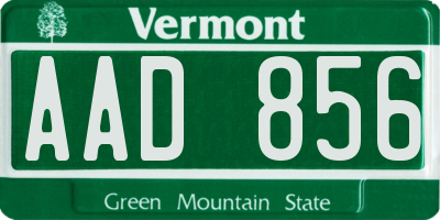 VT license plate AAD856