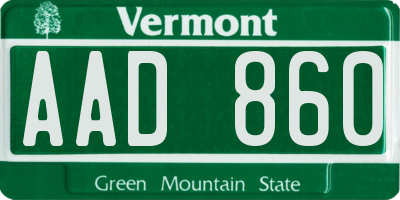 VT license plate AAD860