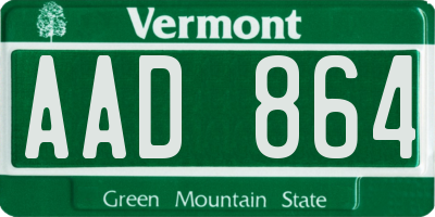 VT license plate AAD864