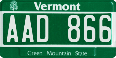 VT license plate AAD866