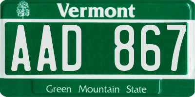 VT license plate AAD867