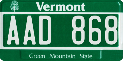 VT license plate AAD868