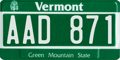 VT license plate AAD871