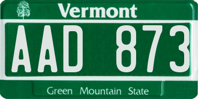 VT license plate AAD873