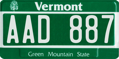 VT license plate AAD887