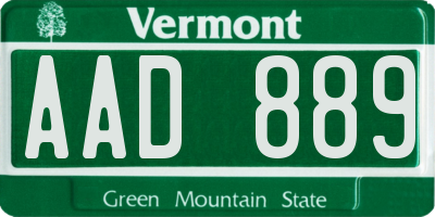 VT license plate AAD889