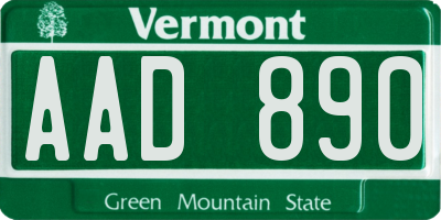 VT license plate AAD890
