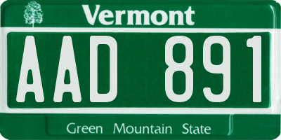 VT license plate AAD891