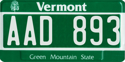 VT license plate AAD893