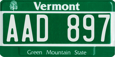 VT license plate AAD897