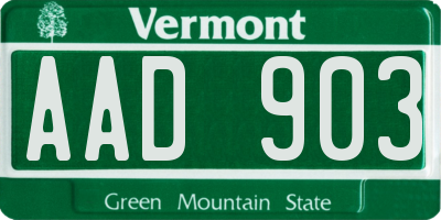 VT license plate AAD903