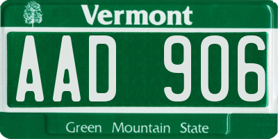 VT license plate AAD906