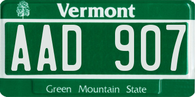 VT license plate AAD907