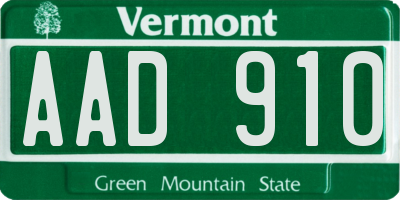 VT license plate AAD910