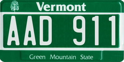 VT license plate AAD911