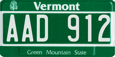 VT license plate AAD912