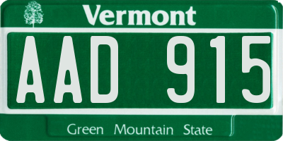 VT license plate AAD915