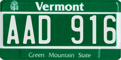 VT license plate AAD916