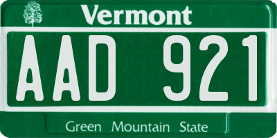VT license plate AAD921