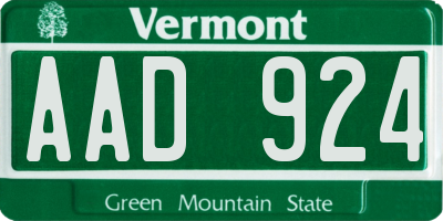 VT license plate AAD924