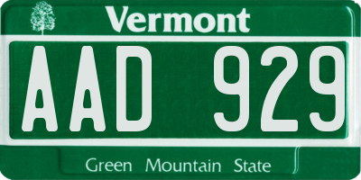 VT license plate AAD929