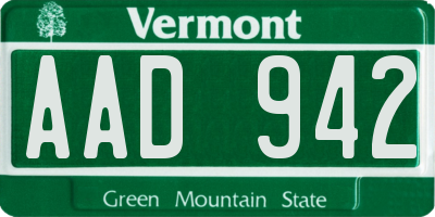 VT license plate AAD942