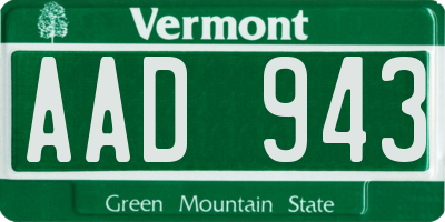 VT license plate AAD943