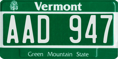 VT license plate AAD947