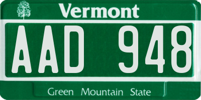 VT license plate AAD948