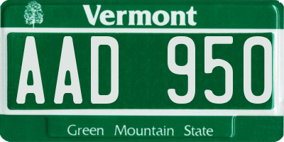 VT license plate AAD950