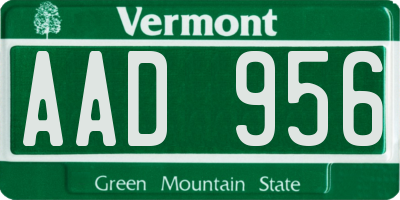 VT license plate AAD956