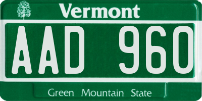 VT license plate AAD960