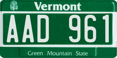 VT license plate AAD961