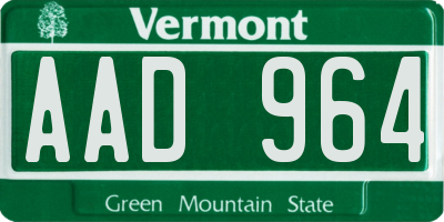 VT license plate AAD964