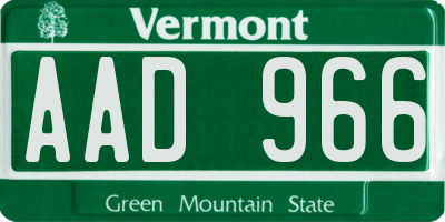 VT license plate AAD966