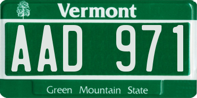 VT license plate AAD971