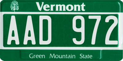 VT license plate AAD972