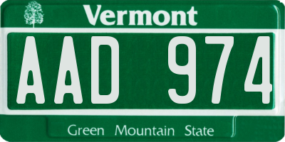 VT license plate AAD974