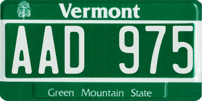 VT license plate AAD975