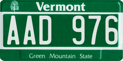 VT license plate AAD976