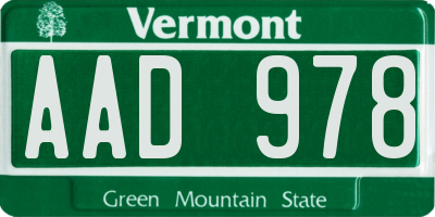 VT license plate AAD978