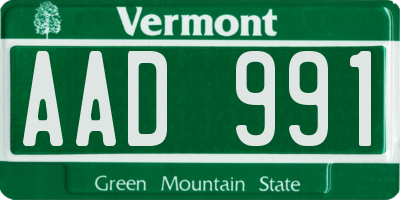 VT license plate AAD991